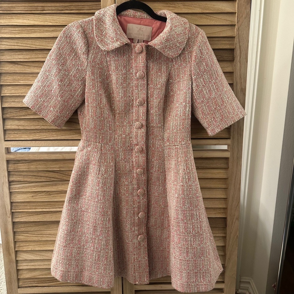 Gal Meets Glam Clarissa Tweed Mini Dress in pink Size 2 - Picture 5 of 9